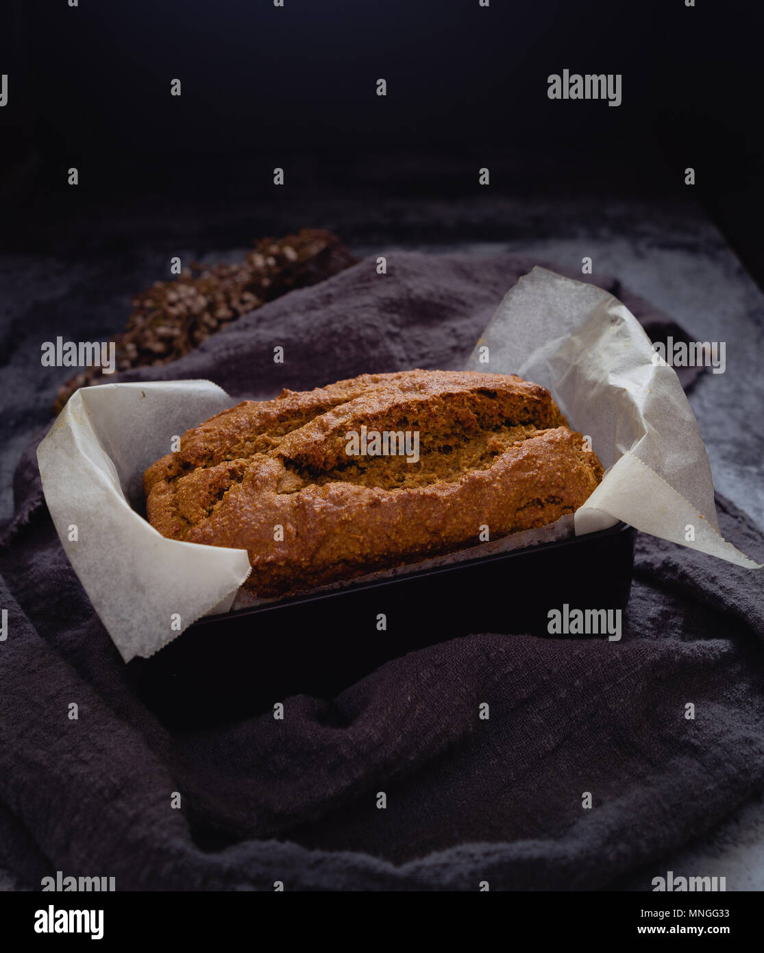 Pumpkin Cake, Dark Background Stock Photo