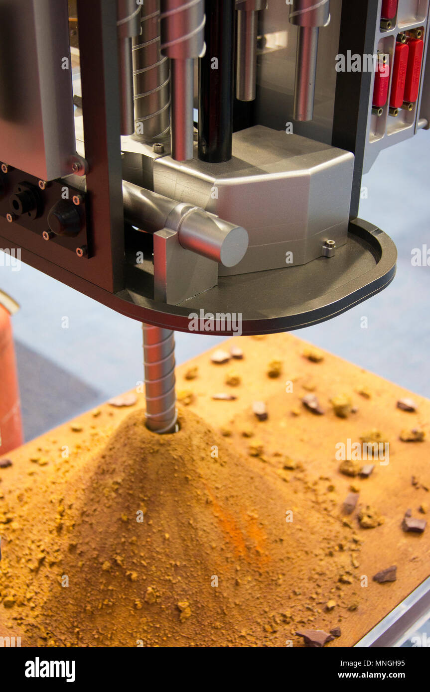An engineering model of a Mars surface drill at the 64th IAC, which was held in Beijing, China. Stock Photo