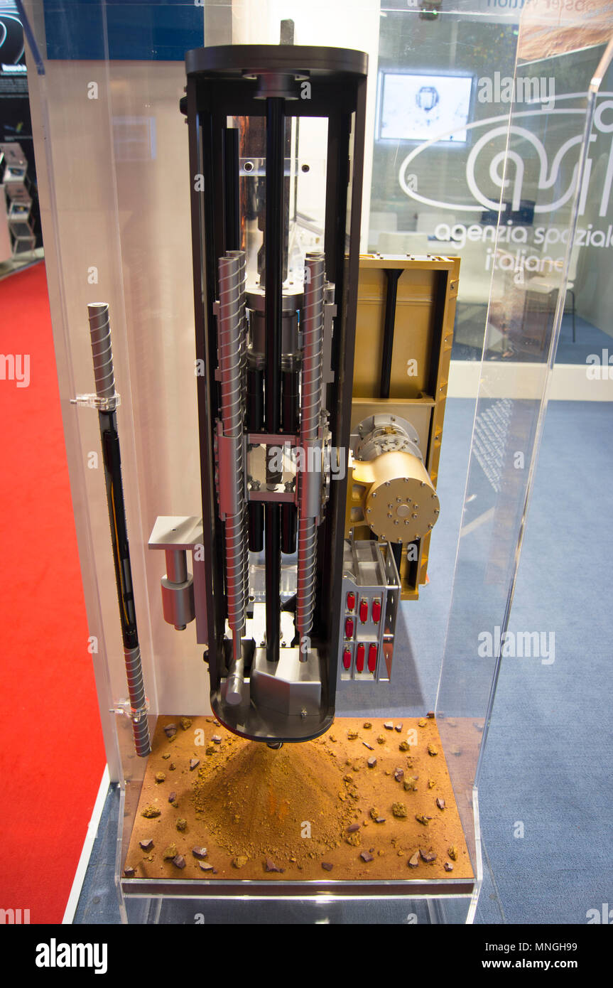 An engineering model of a Mars surface drill at the 64th IAC, which was held in Beijing, China. Stock Photo