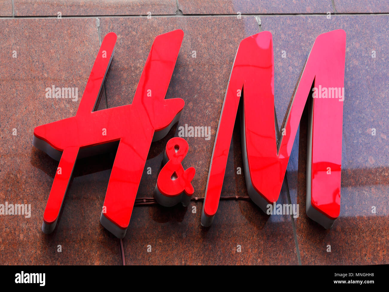 Stockholm, Sweden - May 18, 2017: The Swedish multinational clothing-retail  company Hennes and Mauritz H&M logo at shop on Klarabergsgatan in downtow  Stock Photo - Alamy