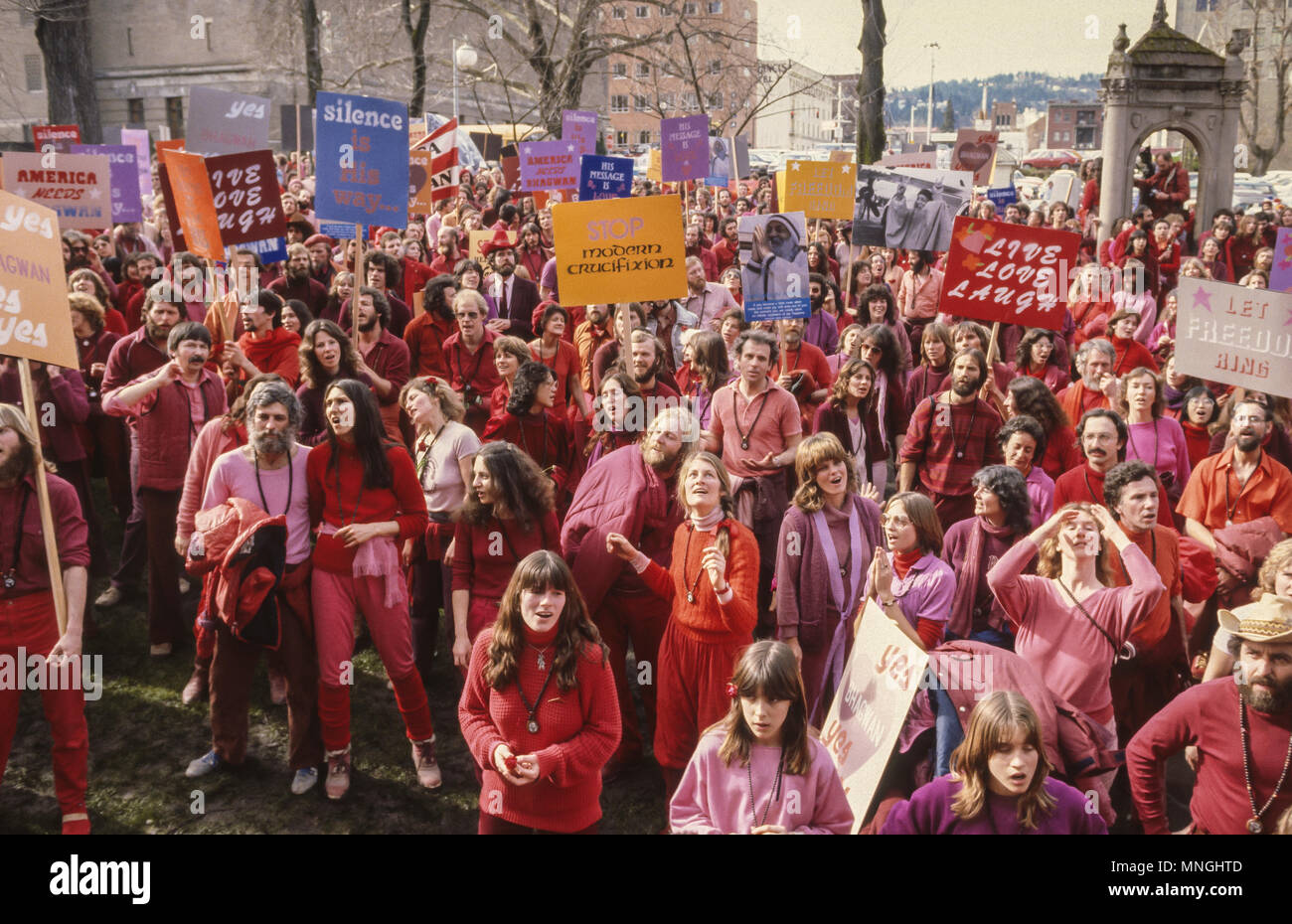 Portland Oregon Usa Rajneeshees Followers Of Religious Cult Leader