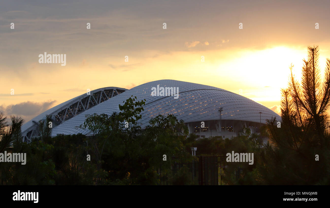 Sochi Fisht arena sunset panoramic 16:9 horizontal photo Stock Photo