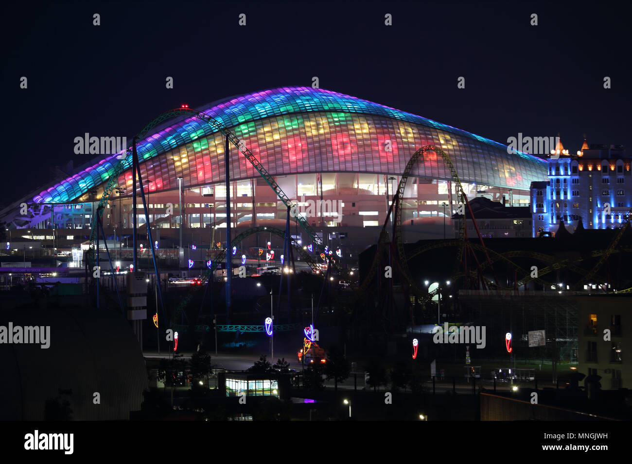 Sochi Fisht arena night panoramic horizontal photo Stock Photo