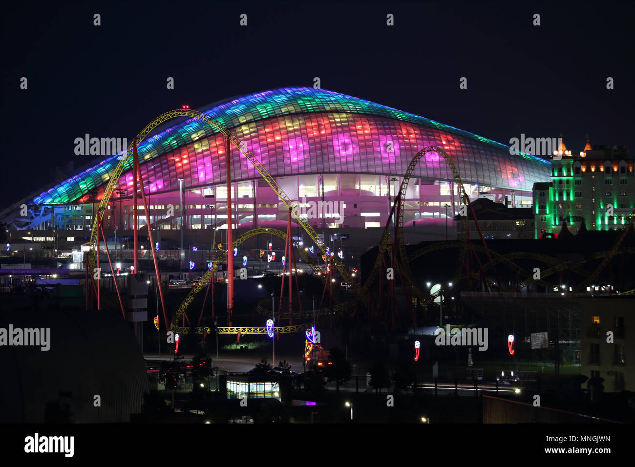 Sochi Fisht arena night panoramic horizontal photo Stock Photo