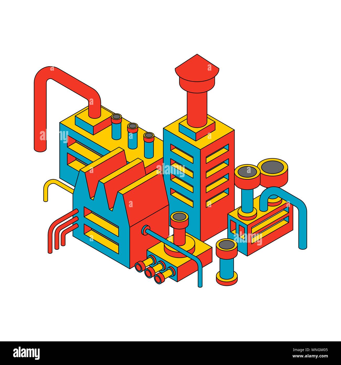 Plant industrial Isometric. Factory isolated pop art style. Vector  illustration Stock Vector Image & Art - Alamy