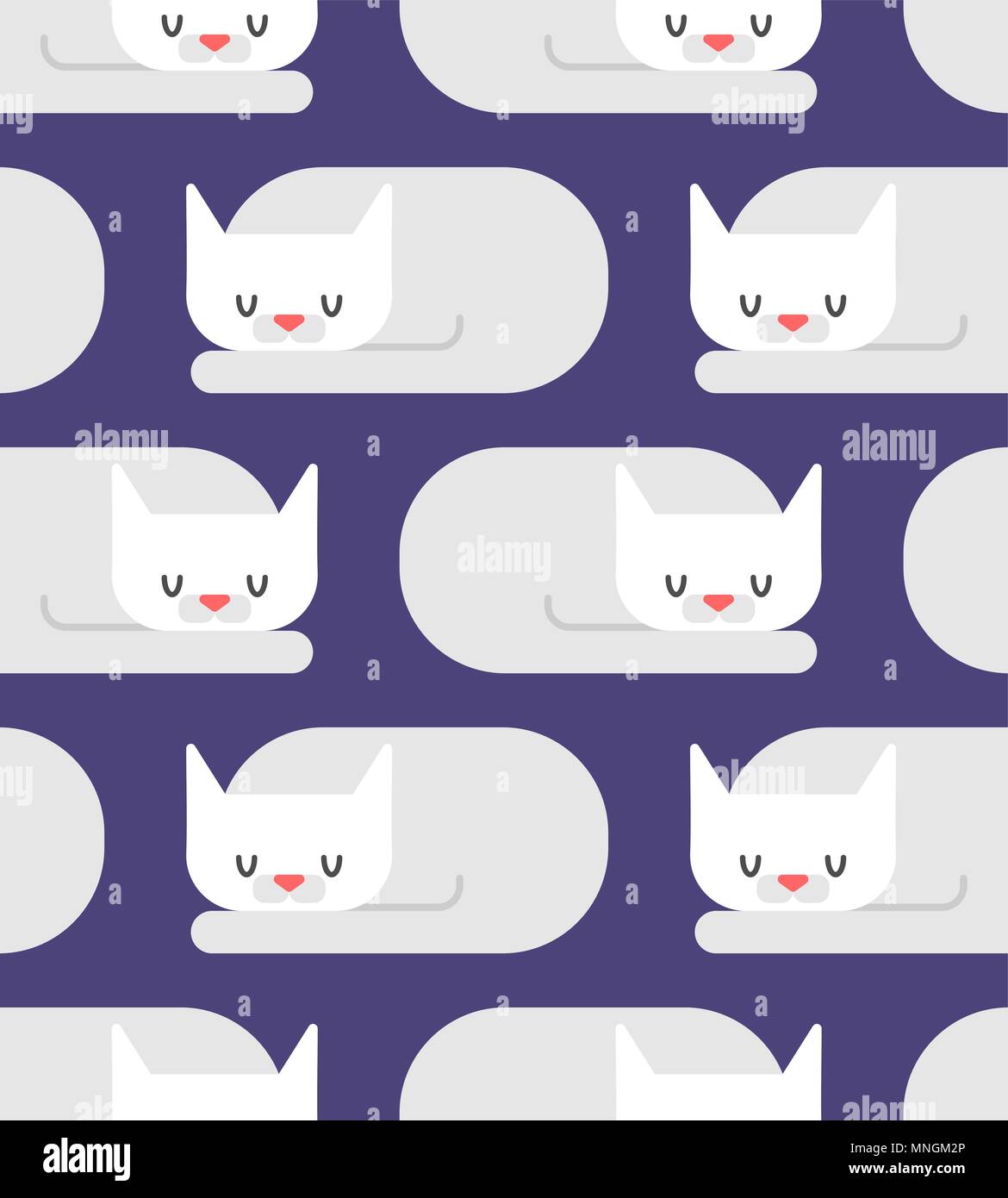 Cat sleeps pattern seamless. Sleeping pet ornament. Vector illustration Stock Vector