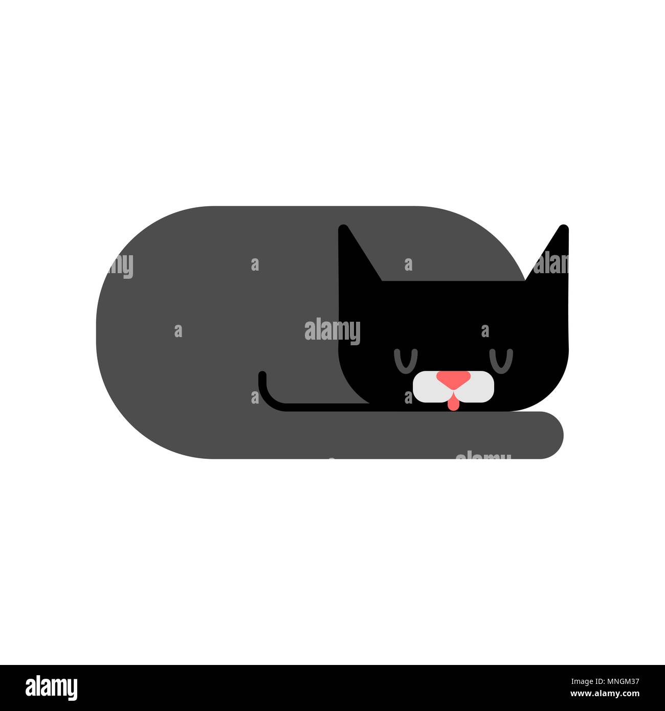 Black Cat sleeps isolated. sleeping pet. Vector illustration Stock