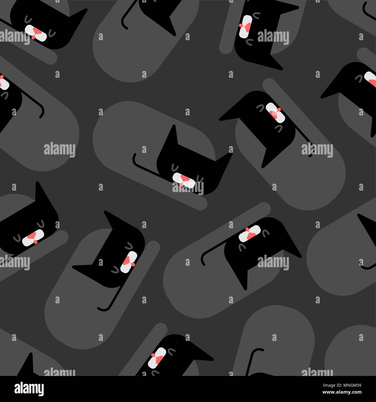 Cat sleeps pattern seamless. Sleeping pet ornament. Vector illustration Stock Vector