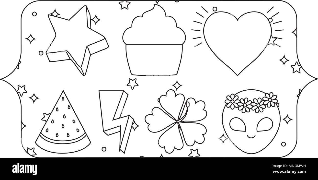 banner with cupcakes and watermelon pattern over white background, vector illustration Stock Vector
