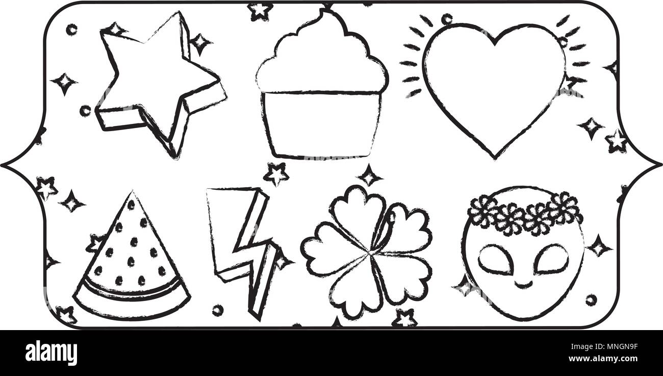 banner with cupcakes and watermelon pattern over white background, vector illustration Stock Vector
