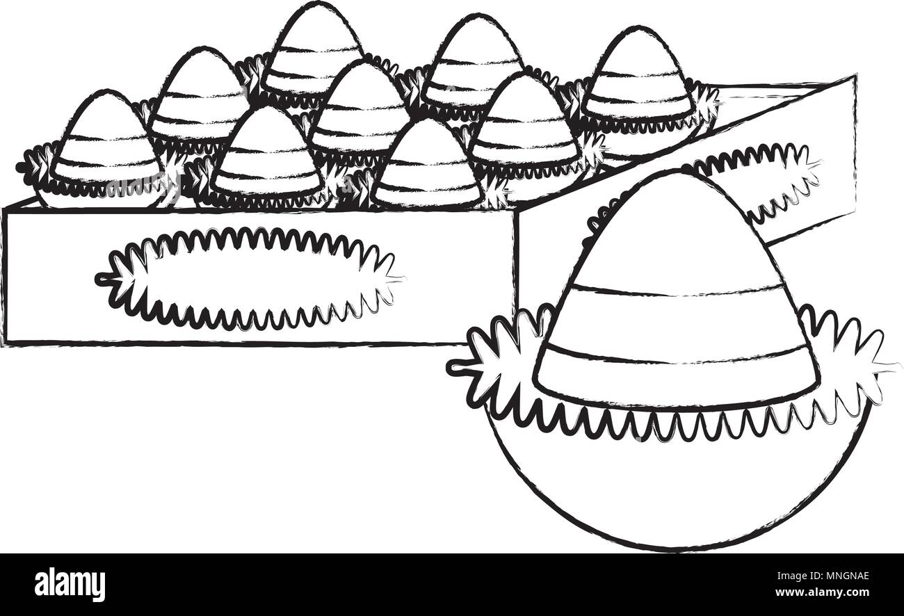 sketch of box of chocolate truffles icon over white background, vector