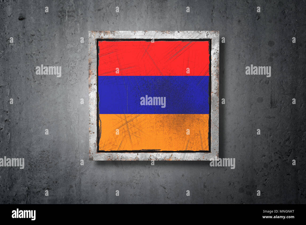 3d rendering of an old Armenia flag in a concrete wall Stock Photo - Alamy