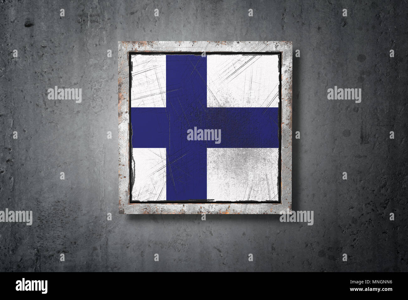 3d rendering of an old Finland flag in a concrete wall Stock Photo - Alamy