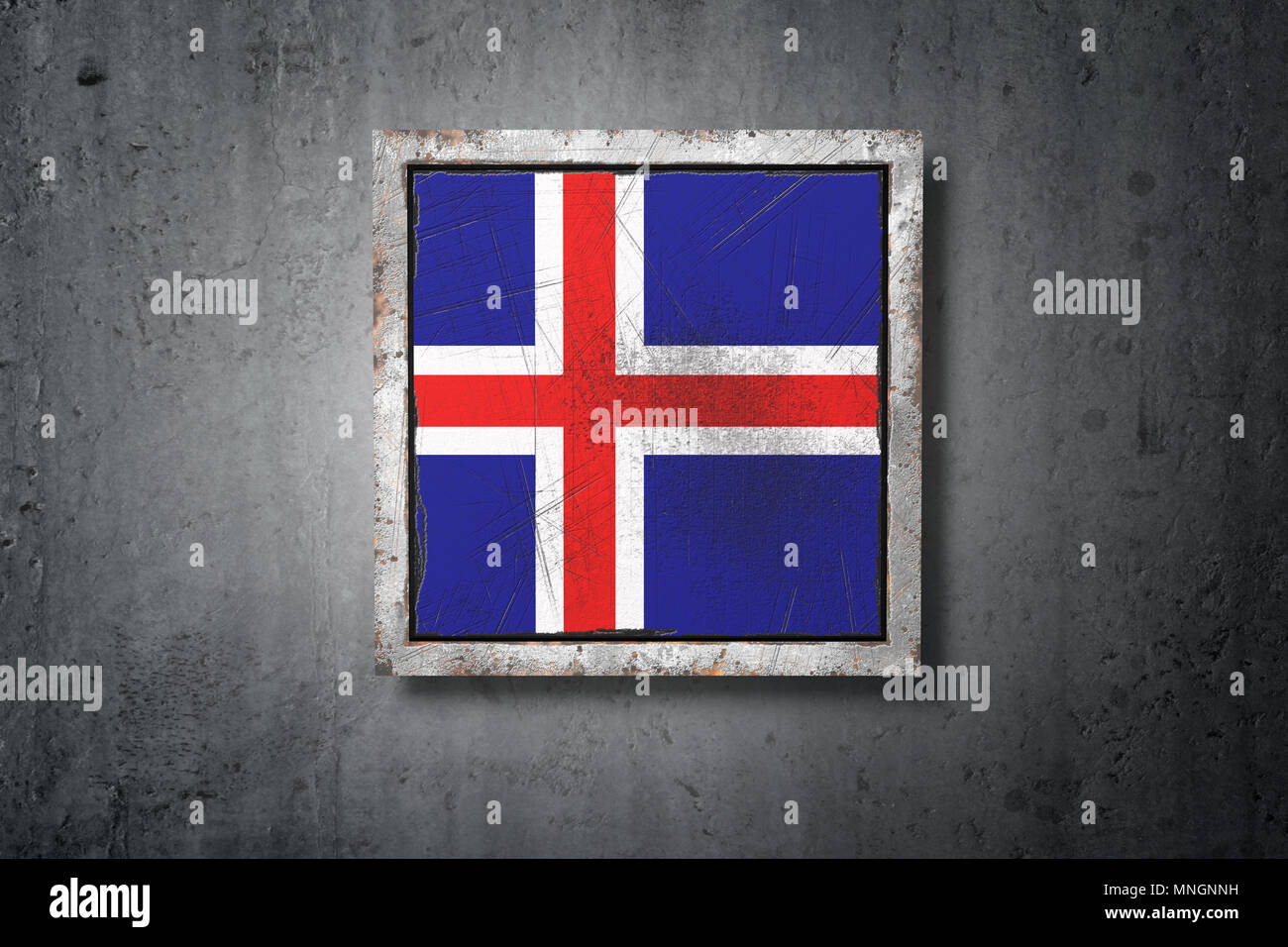 3d rendering of an old Iceland flag in a concrete wall Stock Photo - Alamy