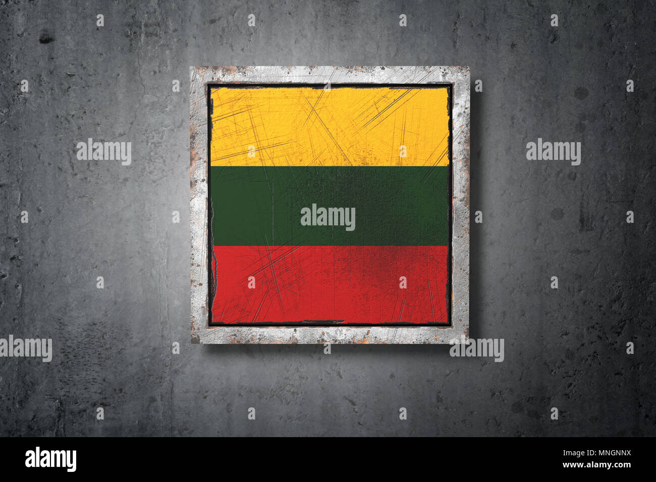 3d rendering of an old Lithuania flag in a concrete wall Stock Photo ...