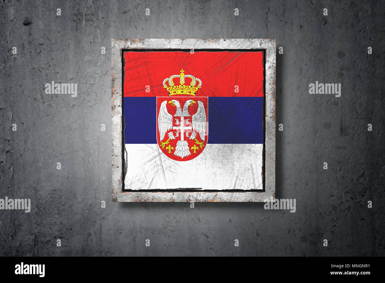 3d rendering of an old Serbia flag in a concrete wall Stock Photo - Alamy