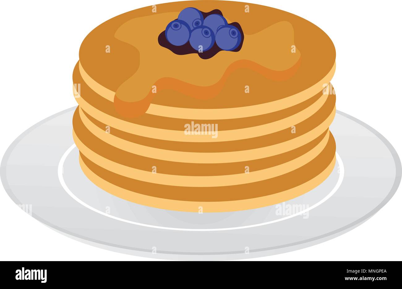 Vector illustration of stack of pancakes with maple syrup and