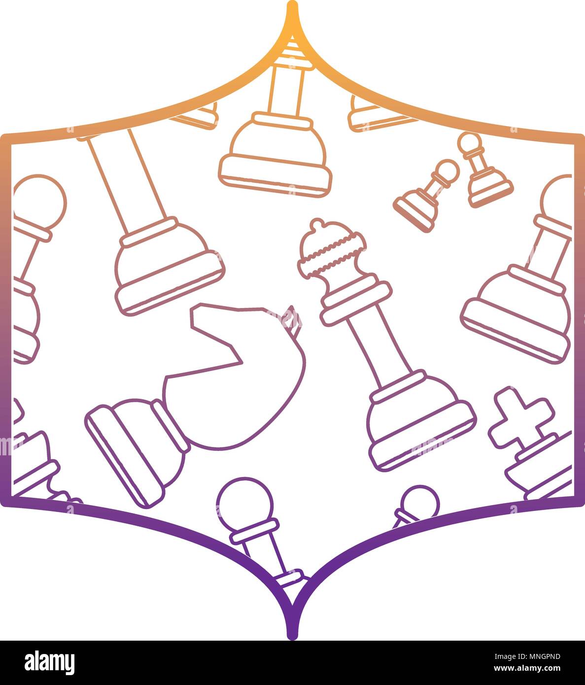 decorative frame with chess pieces pattern over white background ...