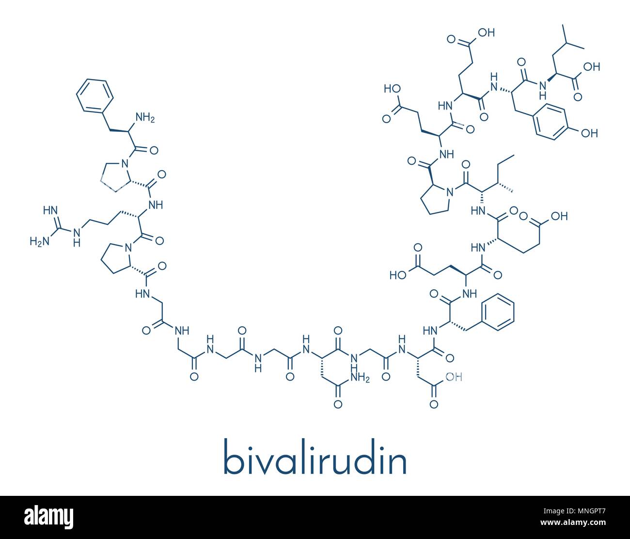 Bivalirudin anticoagulant drug molecule (direct thrombin inhibitor