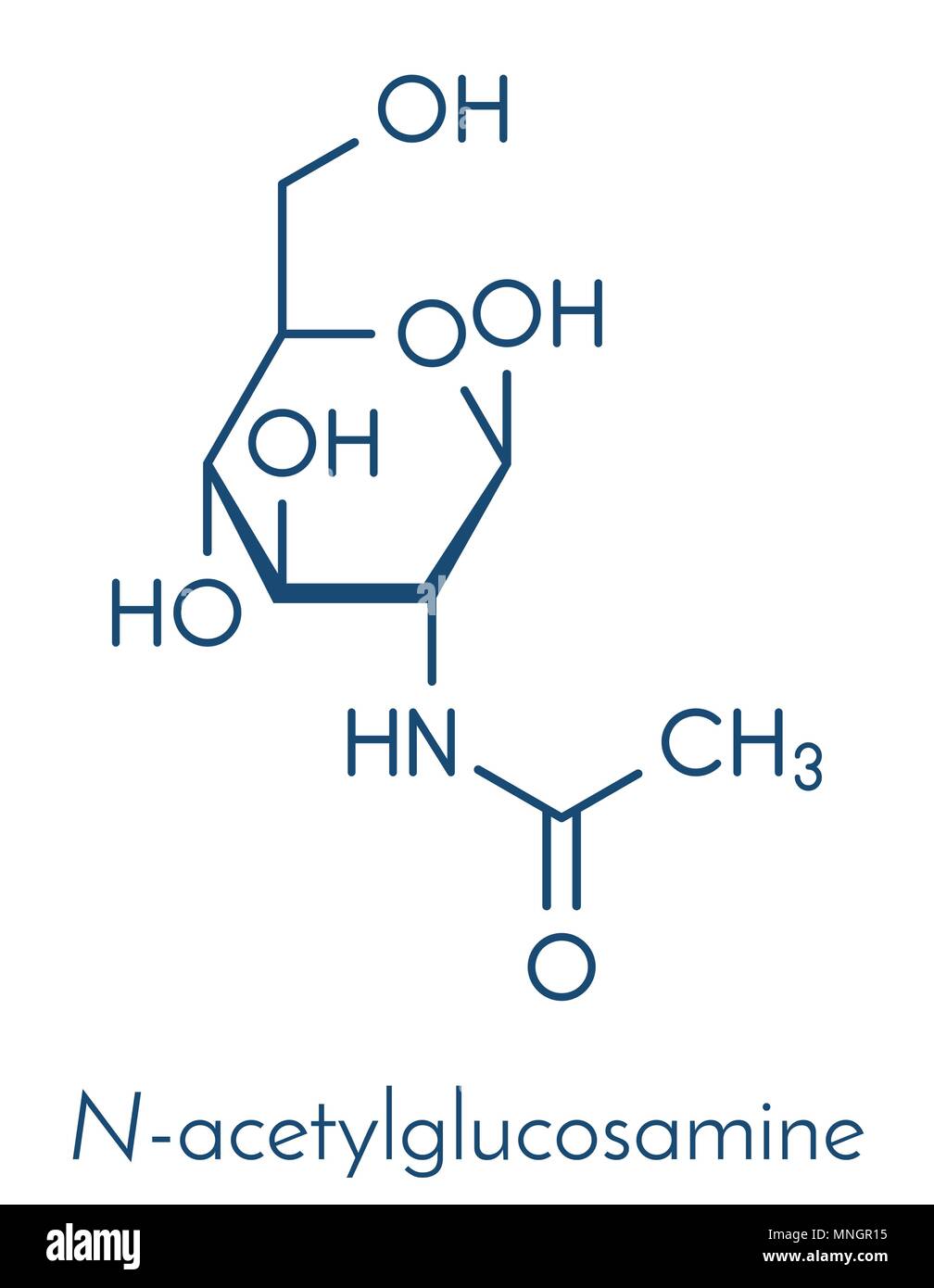 N-Acetylglucosamine (NAG) food supplement molecule. Skeletal formula. Stock Vector