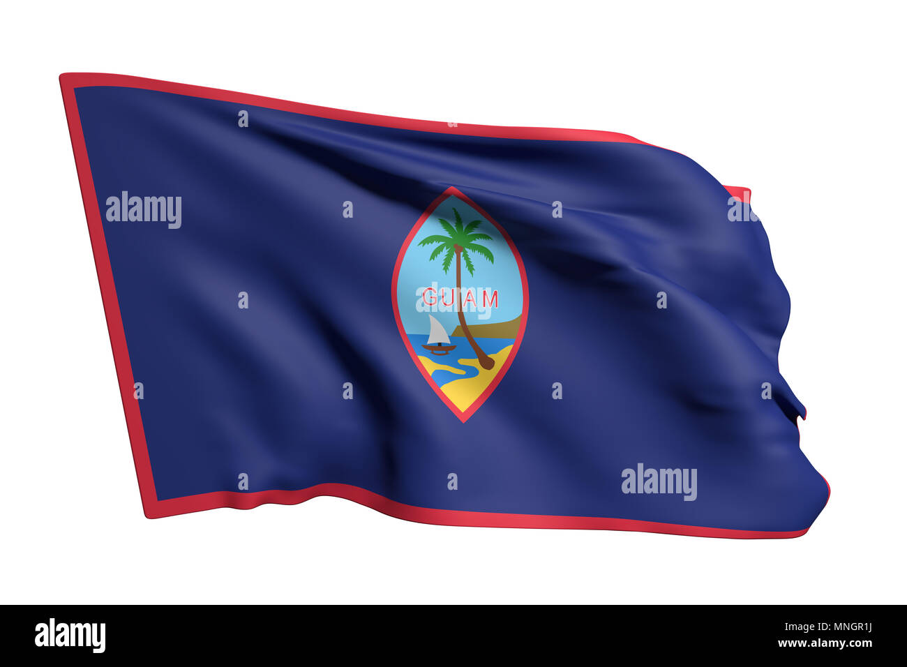 3d rendering of Guam flag waving on white background Stock Photo