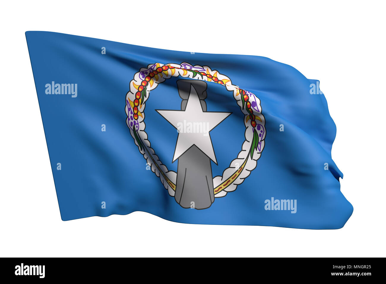 3d rendering of Northern Mariana Islands flag waving on white background Stock Photo