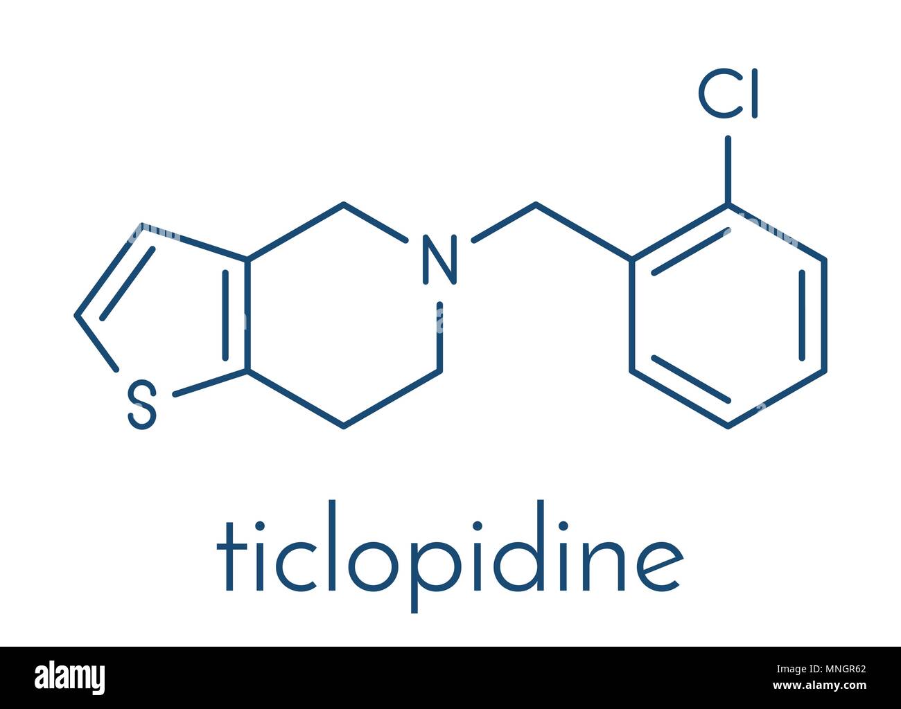 Ticlopidine antiplatelet drug molecule. Skeletal formula Stock Vector ...