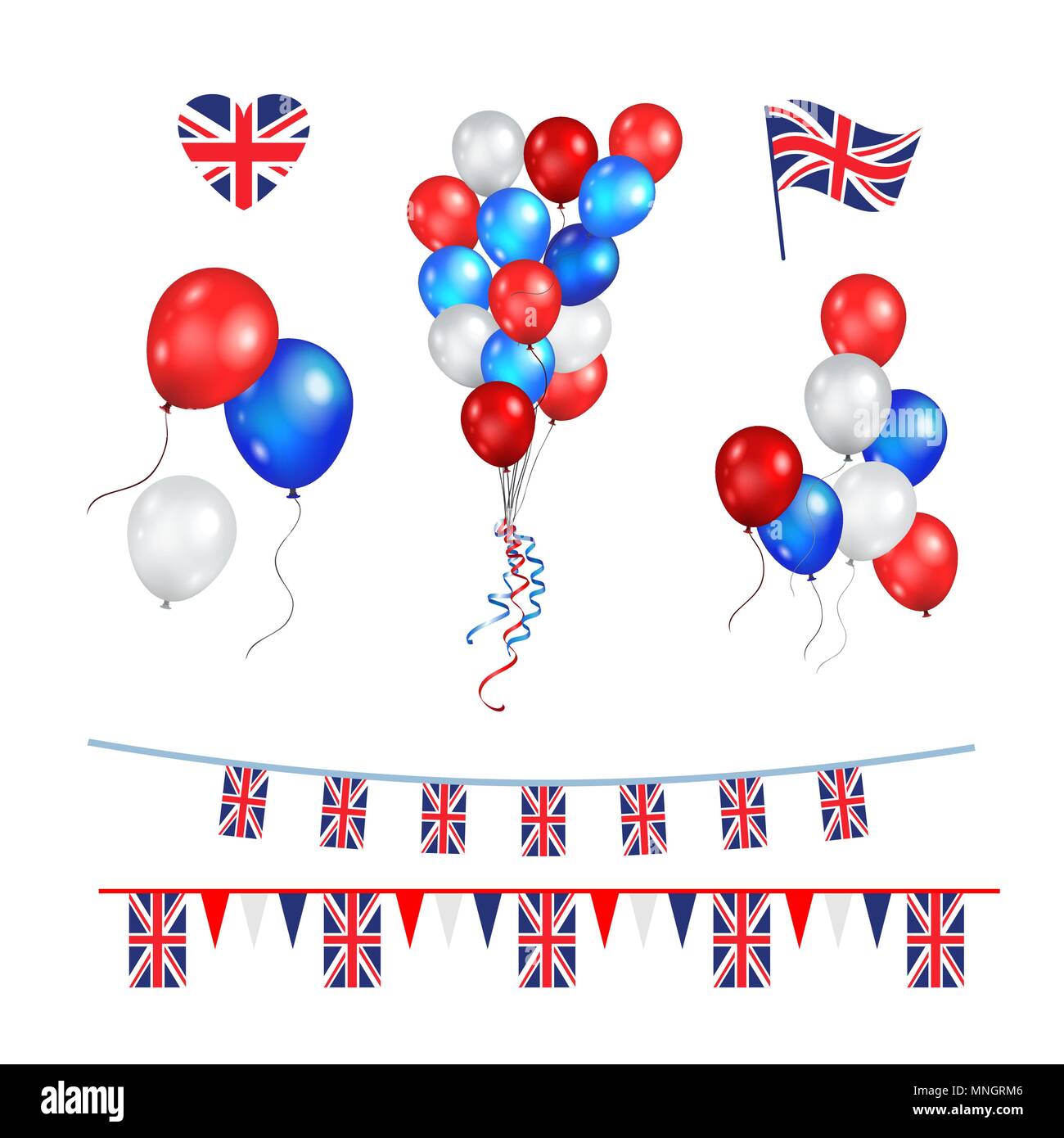 Color balloons and Union Jack flag Stock Vector Image & Art Alamy