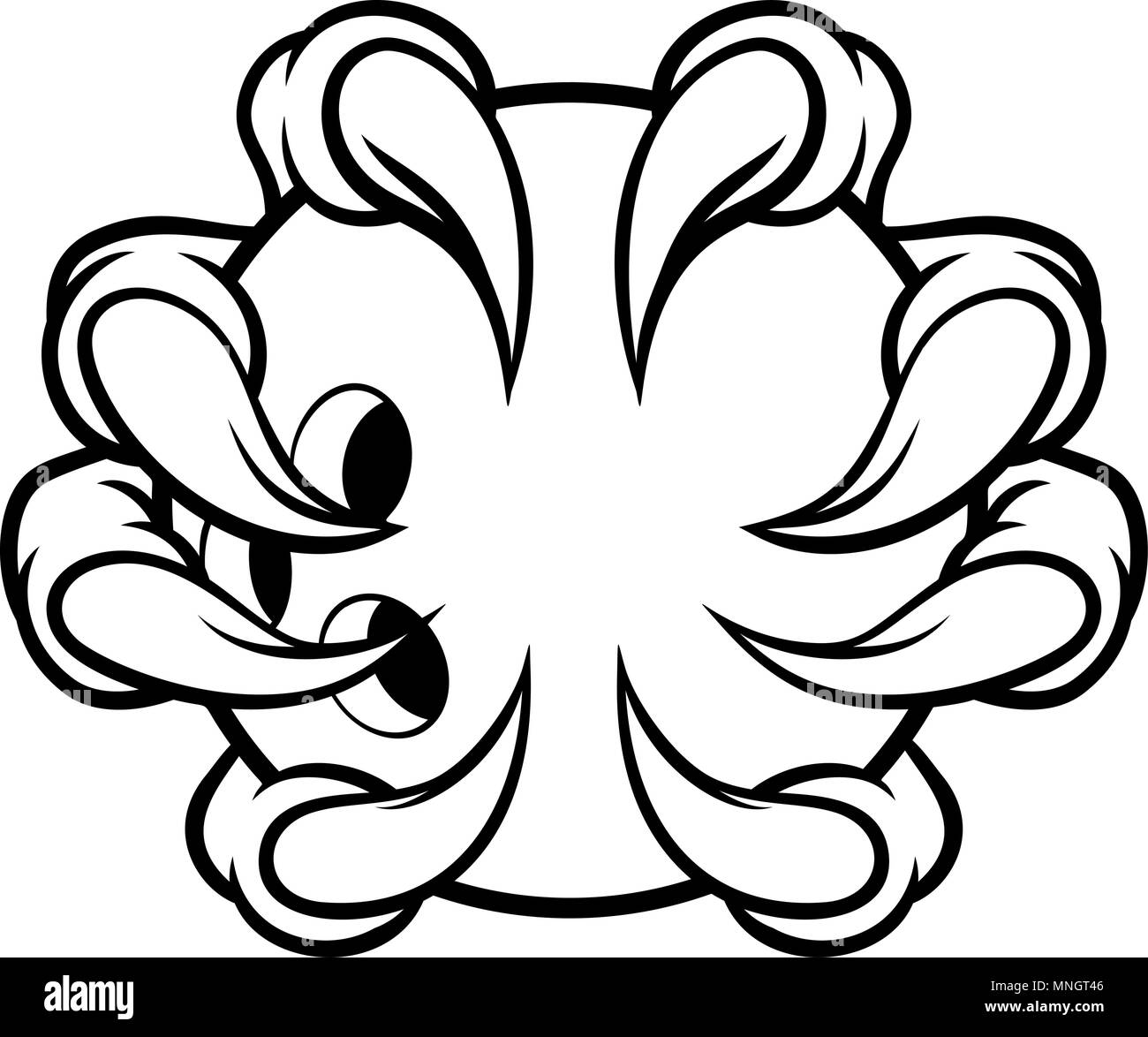 Monster animal claw holding Ten Pin Bowling Ball Stock Vector