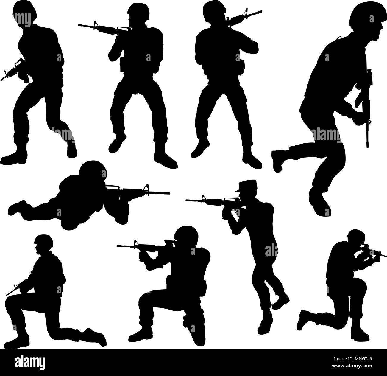Silhouette army soldiers walking hi-res stock photography and images ...