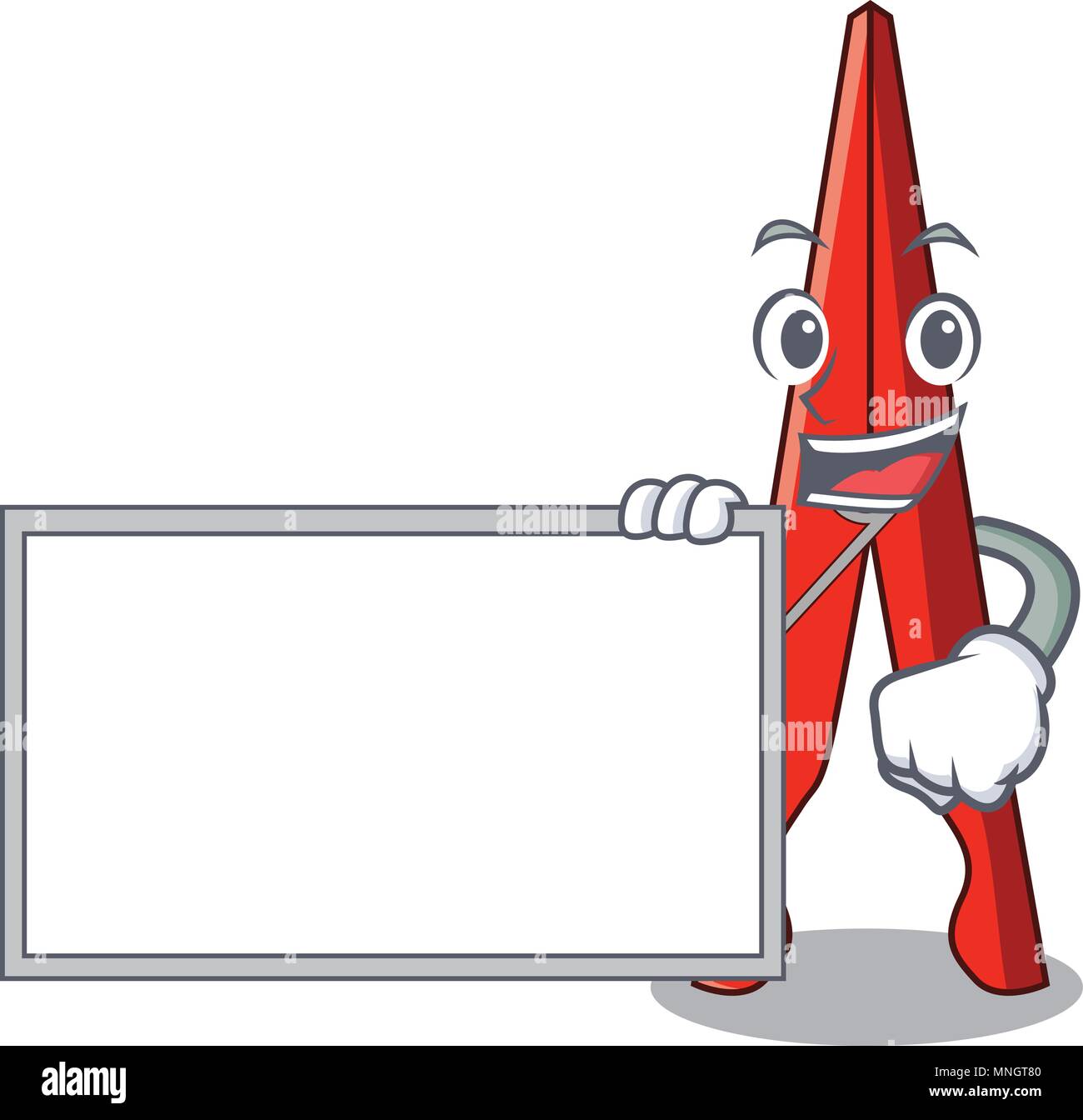 With board clothes peg character cartoon vector illustration Stock