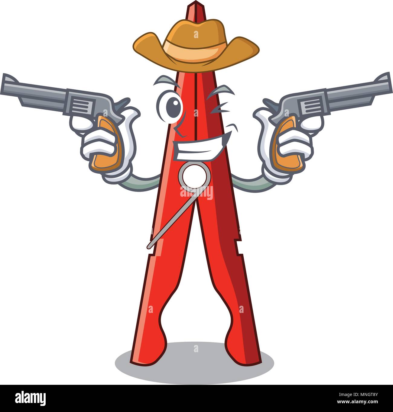 Cowboy clothes peg character cartoon vector illustration Stock Vector