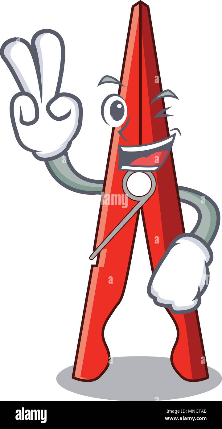 Two finger clothes peg character cartoon vector illustration Stock