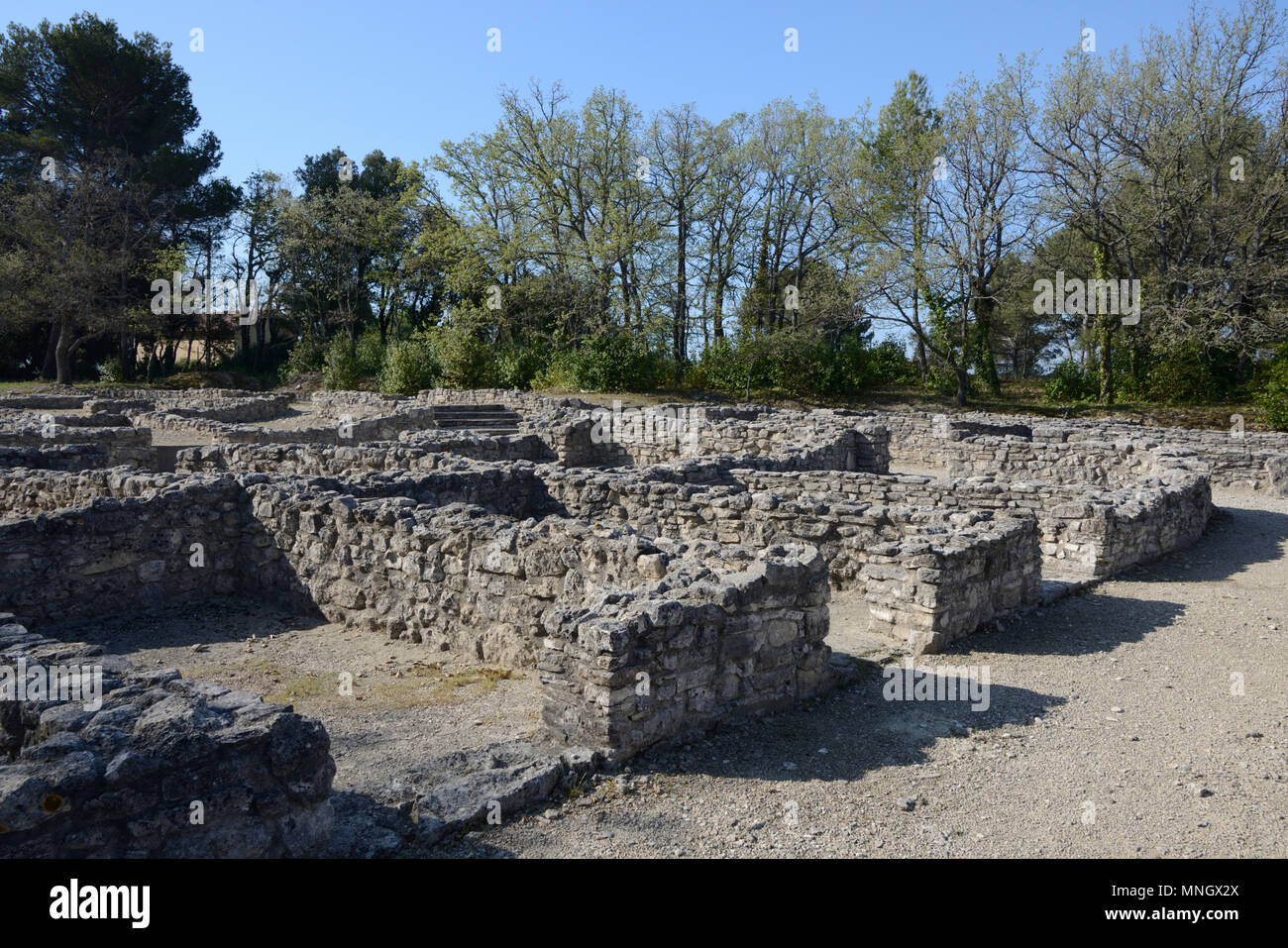 Remains & Foundations of Ruined Ancient Houses in the Upper Town of Entremont Oppidum (180-170BC), Salyes Capital, Aix-en-Provence Provence france Stock Photo