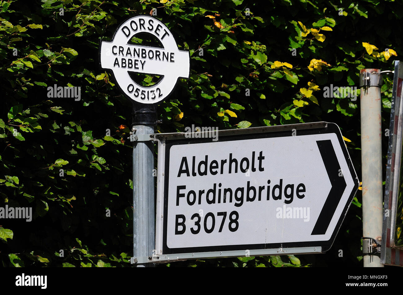 Dorset fingerpost at Cranborne Abbey Stock Photo