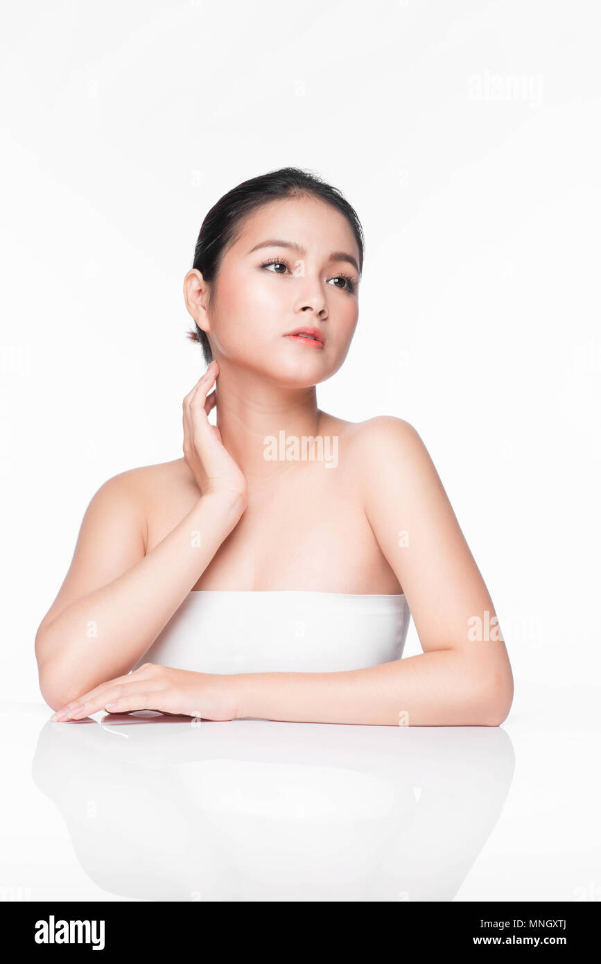 Spa. Beautiful asian woman portrait with perfect skin. Stock Photo