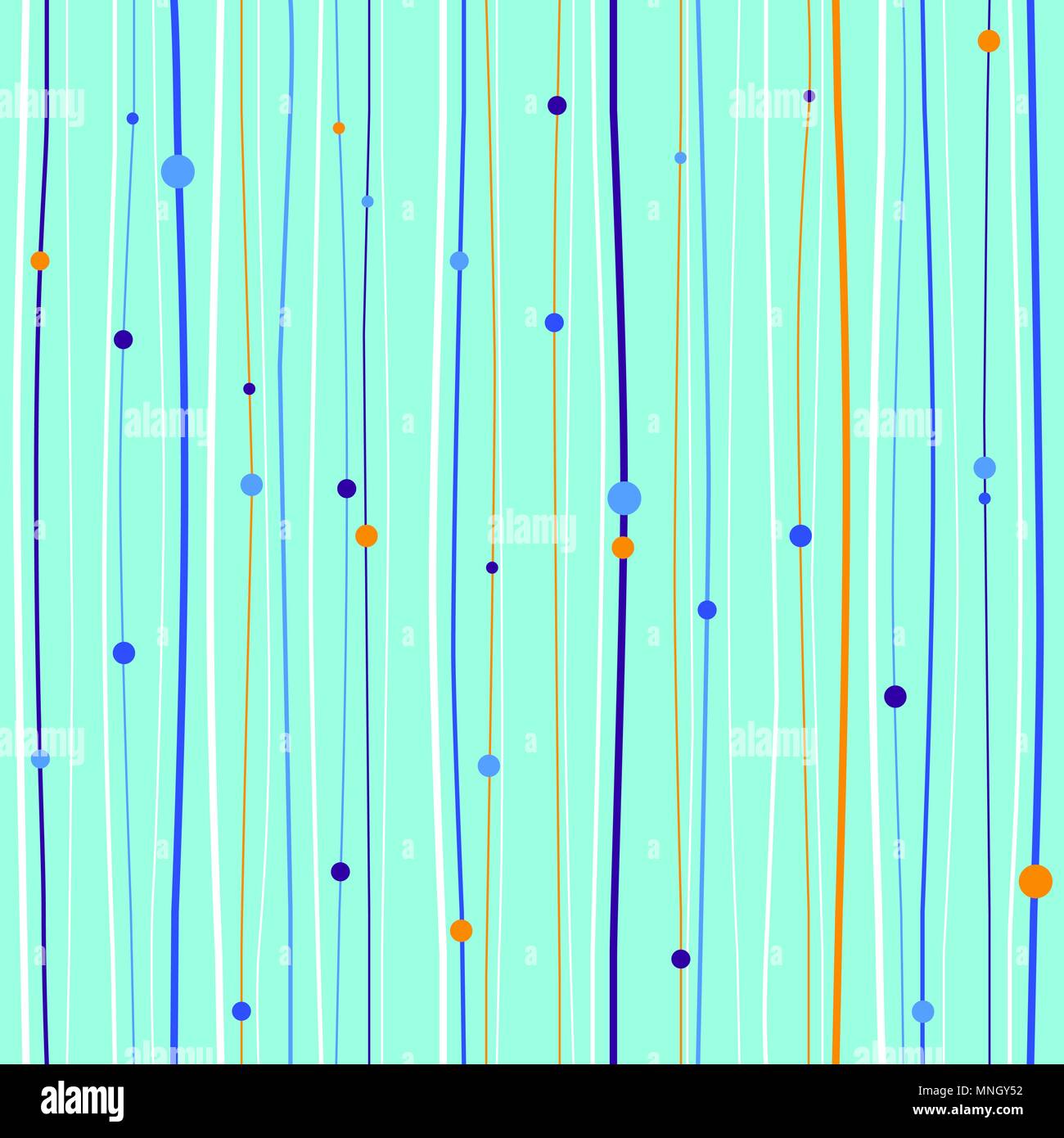 Seamless pattern with lines and dots, abstract background. Endless texture, plain background. Colorful green backdrop. Stock Vector