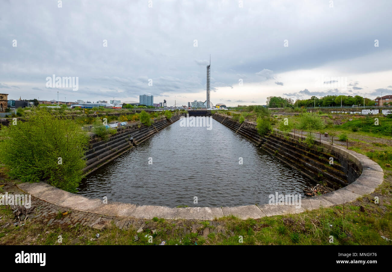 Historic disused graving dock at Govan on the Clyde in Glasgow, Scotland UK. Stock Photo