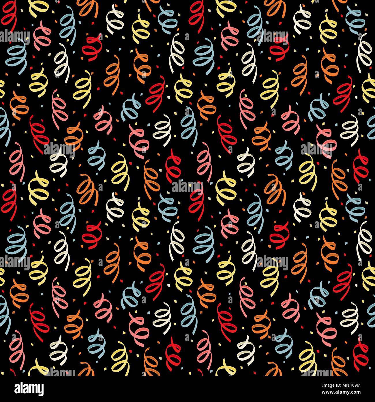 Spiral confetti for holiday design. Birthday pattern with a colorful