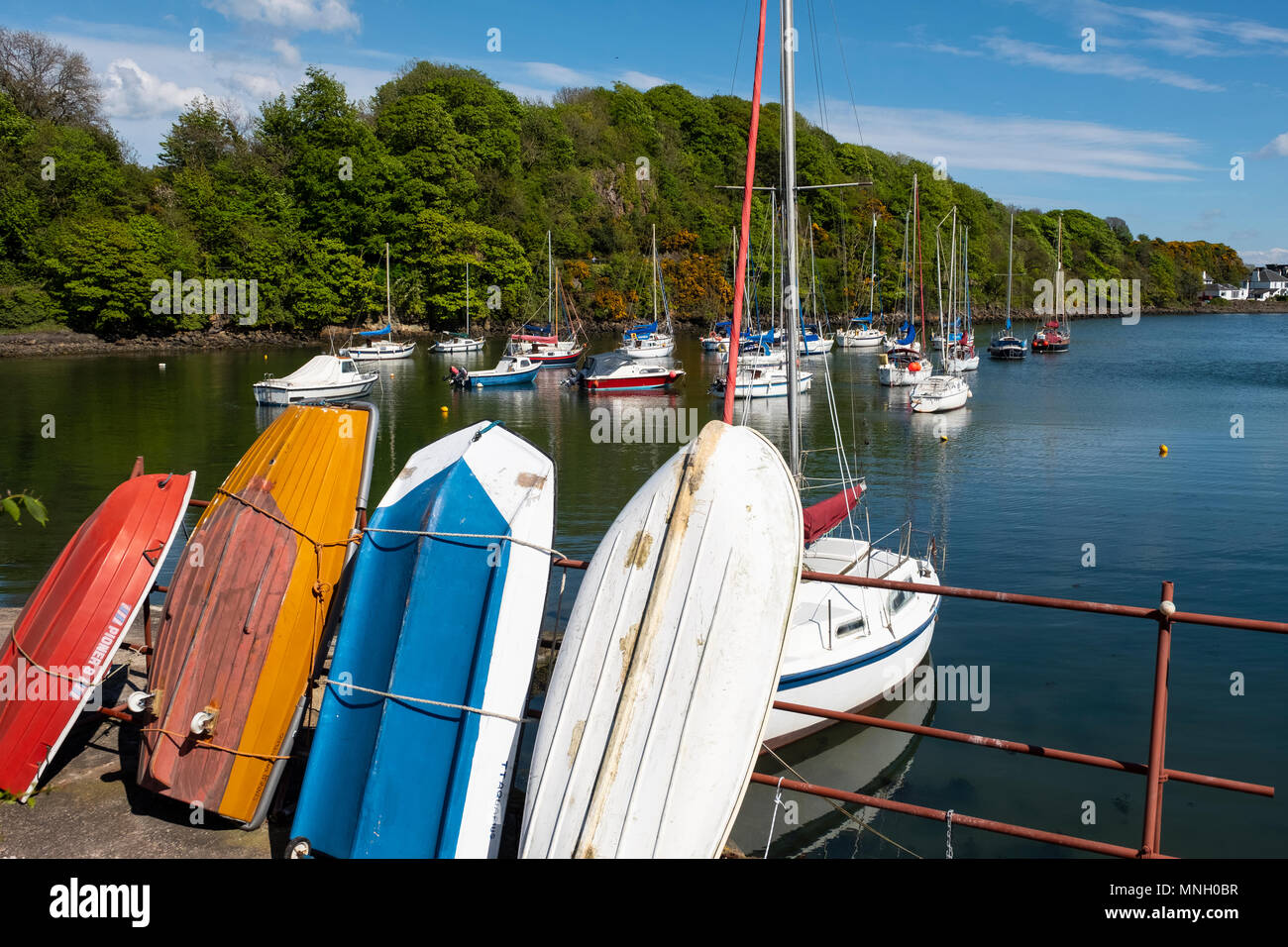 Yachts in harbour at Aberdour village in Fife, Scotland, UK Stock Photo