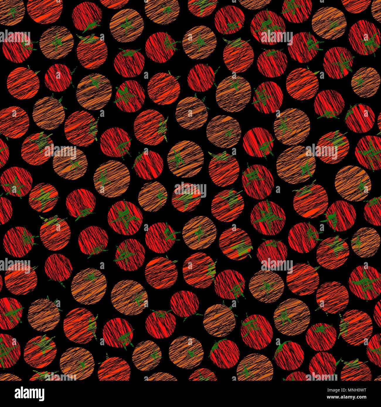 Seamless tomato pattern. Repeating background with scratched tomatoes