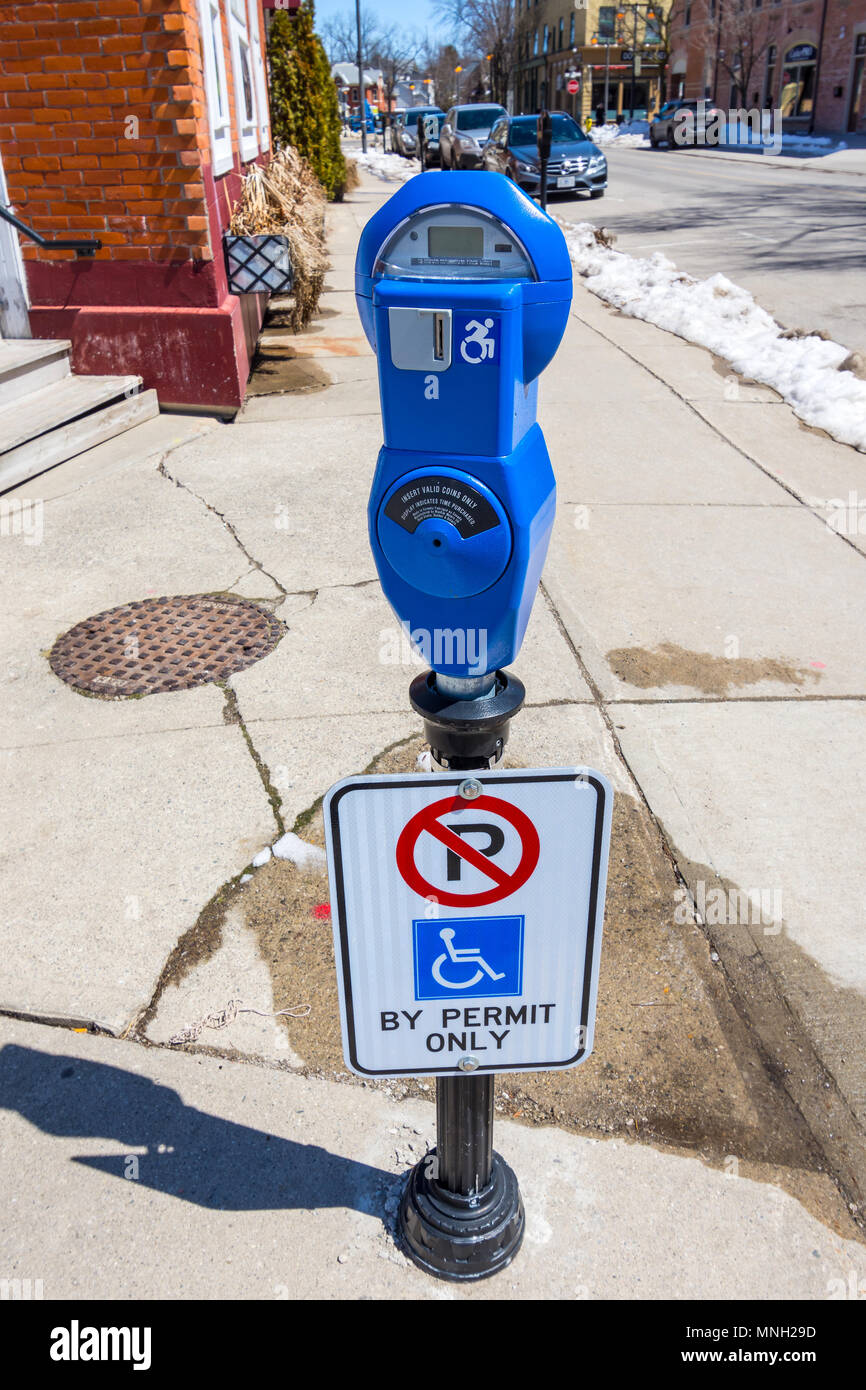 Invalid parking meter, Stratford, Ontario, Canada. Stock Photo