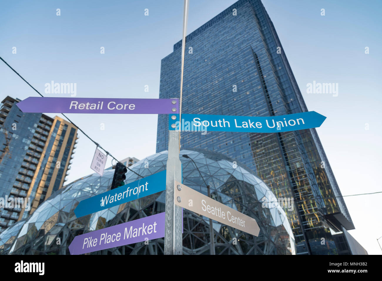 The Amazon company world headquarters in Seattle Washington afternoon