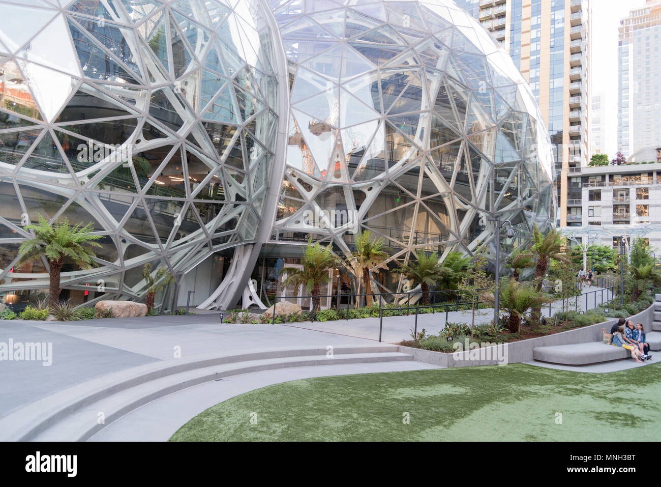 The Amazon company world headquarters in Seattle Washington afternoon