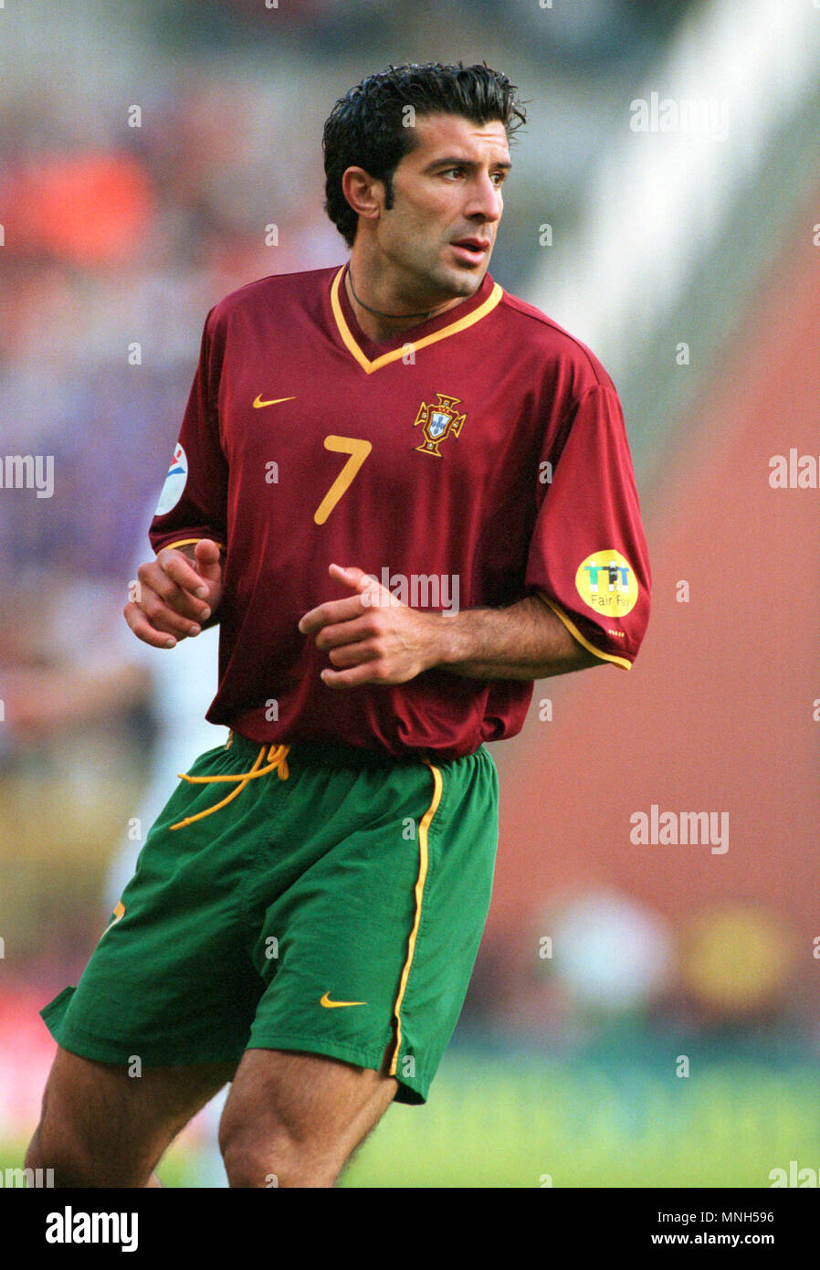 Football Stade Roi Baudouin Brussels Belgium 28 6 00 Uefa Euro 2000 Tournament Semi Final France White Vs Portugal Red 2 1 Luis Figo Portugal Stock Photo Alamy