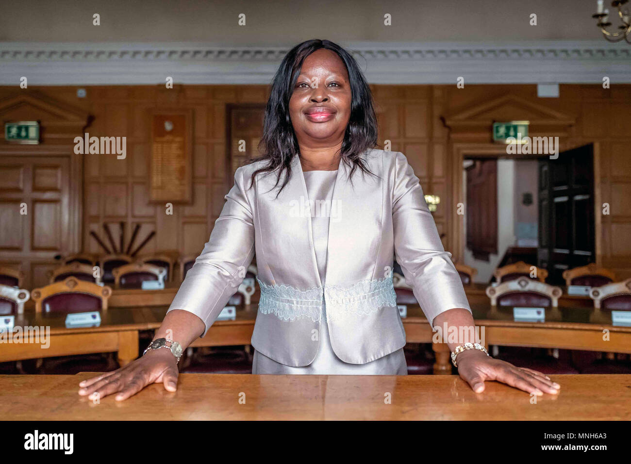 Lewes, UK. 16th May 2018. The county town of East Sussex, Lewes, has elected for the first time as mayor a female, ethnic minority councillor, Janet Baah, who has lived in the town for 17 years, since moving from Ghana, the country of her birth.   Mrs Baah will be inaugurated in a ceremony this evening (Thursday) at Lewes Town Hall. Stock Photo