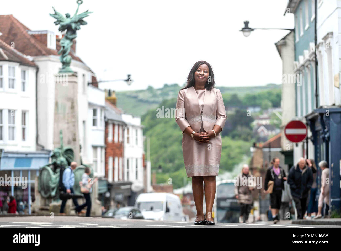 Lewes, UK. 16th May 2018. The county town of East Sussex, Lewes, has elected for the first time as mayor a female, ethnic minority councillor, Janet Baah, who has lived in the town for 17 years, since moving from Ghana, the country of her birth.   Mrs Baah will be inaugurated in a ceremony this evening (Thursday) at Lewes Town Hall. Stock Photo