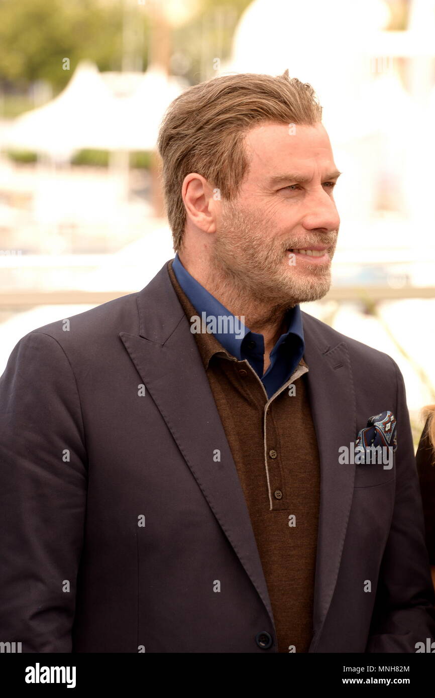May 15, 2018 - Cannes, France - CANNES, FRANCE - MAY 15: John Travolta attend the photocall for 'Rendezvous With John Travolta - Gotti' during the 71st annual Cannes Film Festival at Palais des Festivals on May 15, 2018 in Cannes, France. (Credit Image: © Frederick Injimbert via ZUMA Wire) Stock Photo