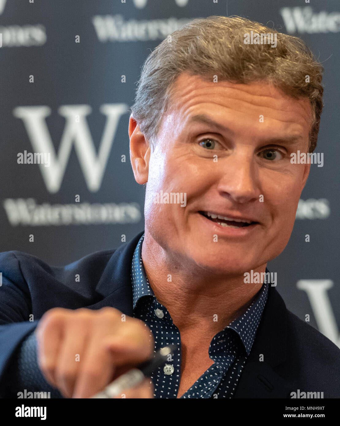 London 17th May 2018 David Coulthard MBE a British former Formula One racing driver turned presenter, commentator and journalist. He was runner-up in the 2001 Formula One World Drivers' Championship, driving for McLaren.  He was signing copies of his new book “The Winning Formula at Waterstones, Leadenhall Market London Credit Ian Davidson/Alamy Live News Stock Photo