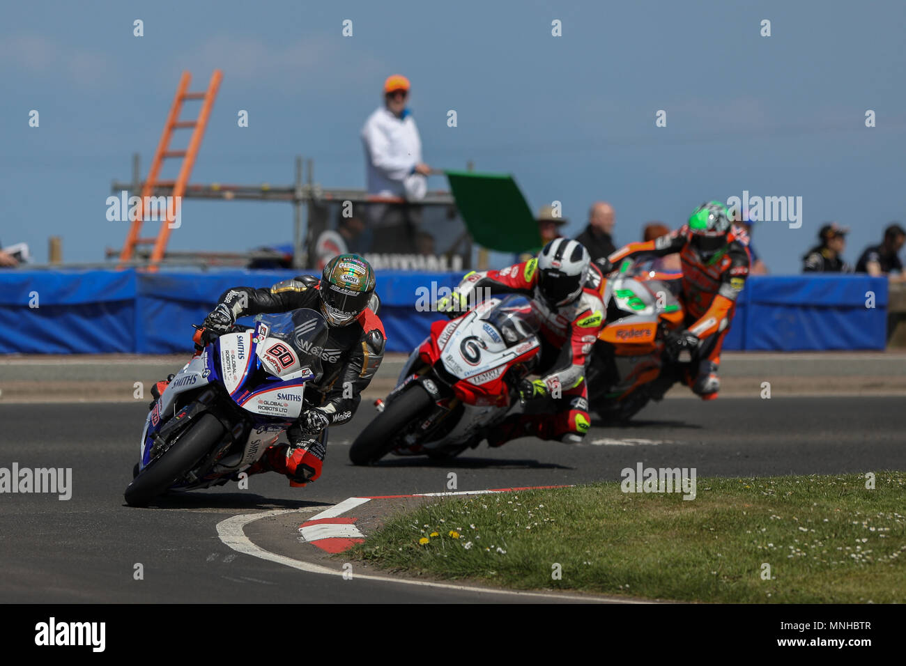 Portrush, Northern Ireland. 17th May, 2018. International North West 200 Motorbike race, Thursday free practice; Peter Hickman leads William Dunlop and Martin Jessopp during Superbike qualifying Credit: Action Plus Sports/Alamy Live News Stock Photo